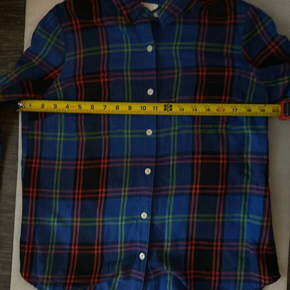 Old Navy Blue Plaid Button Down M Preppy Grunge Festival Beach Gorpcore Western - Picture 7 of 11